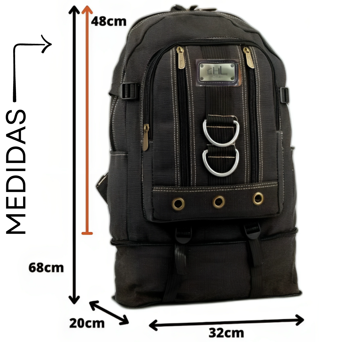 Mochila Em Lona I Mochila Camping I Mochila Expansível I Mochila Grande 50L Reforçada