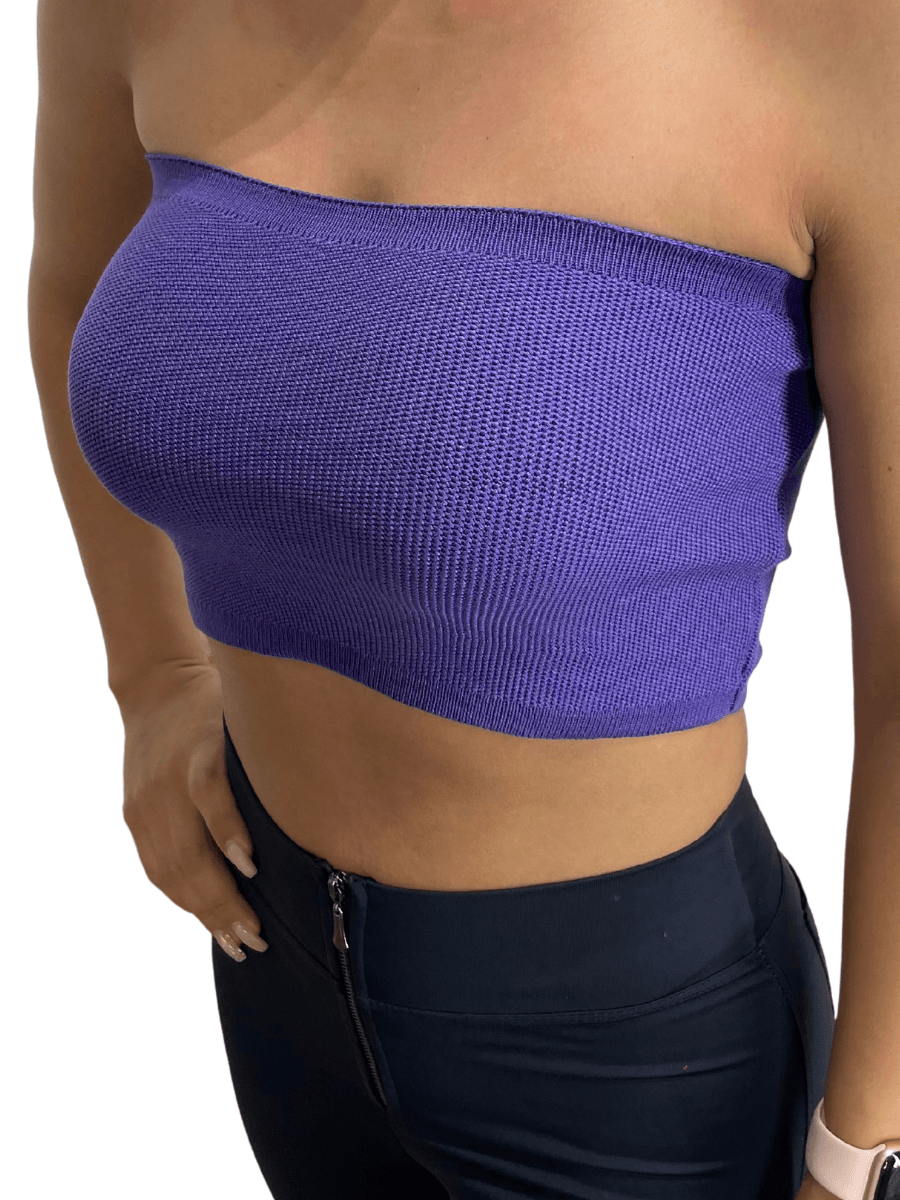 Cropped Faixa Top Tricot Feminino - Moda Brasil