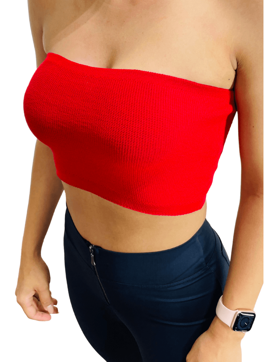Cropped Faixa Top Tricot Feminino - Moda Brasil