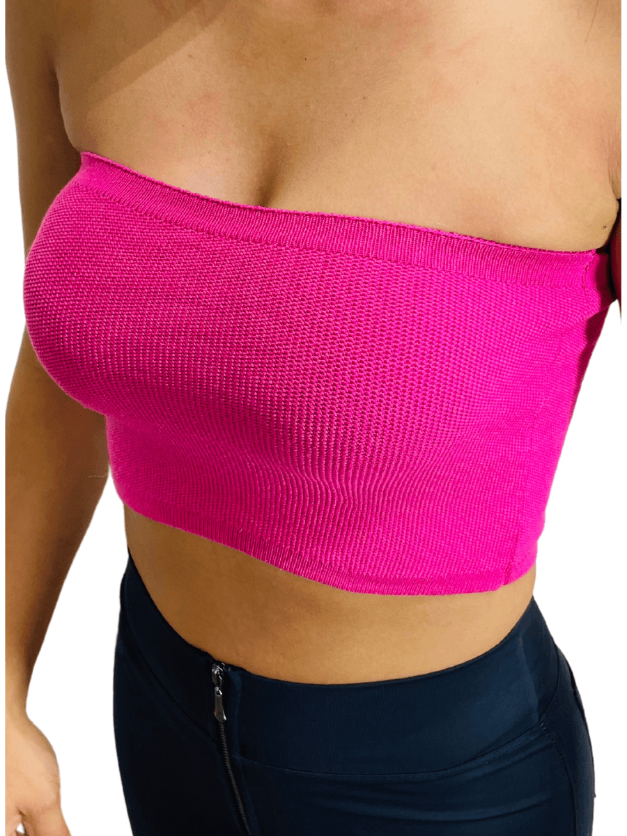Cropped Faixa Top Tricot Feminino - Moda Brasil