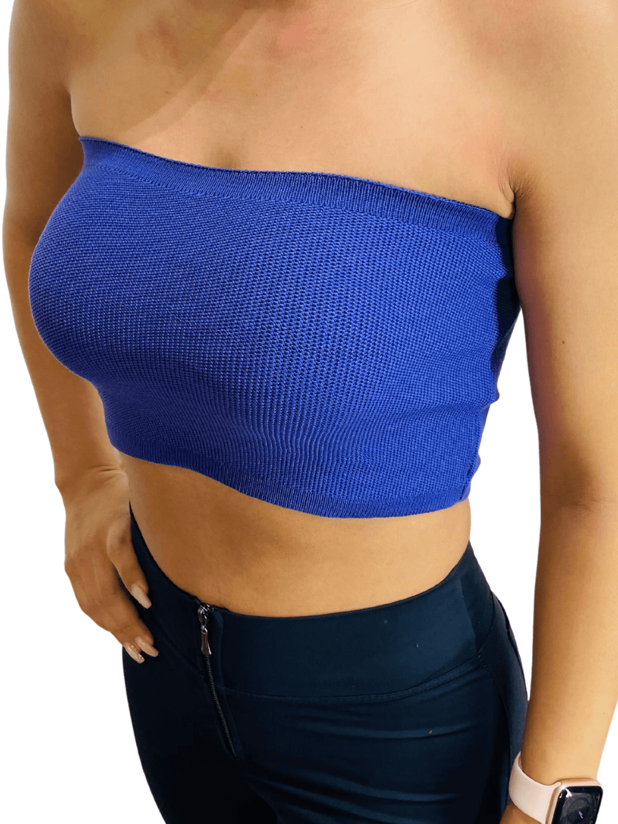 Cropped Faixa Top Tricot Feminino - Moda Brasil