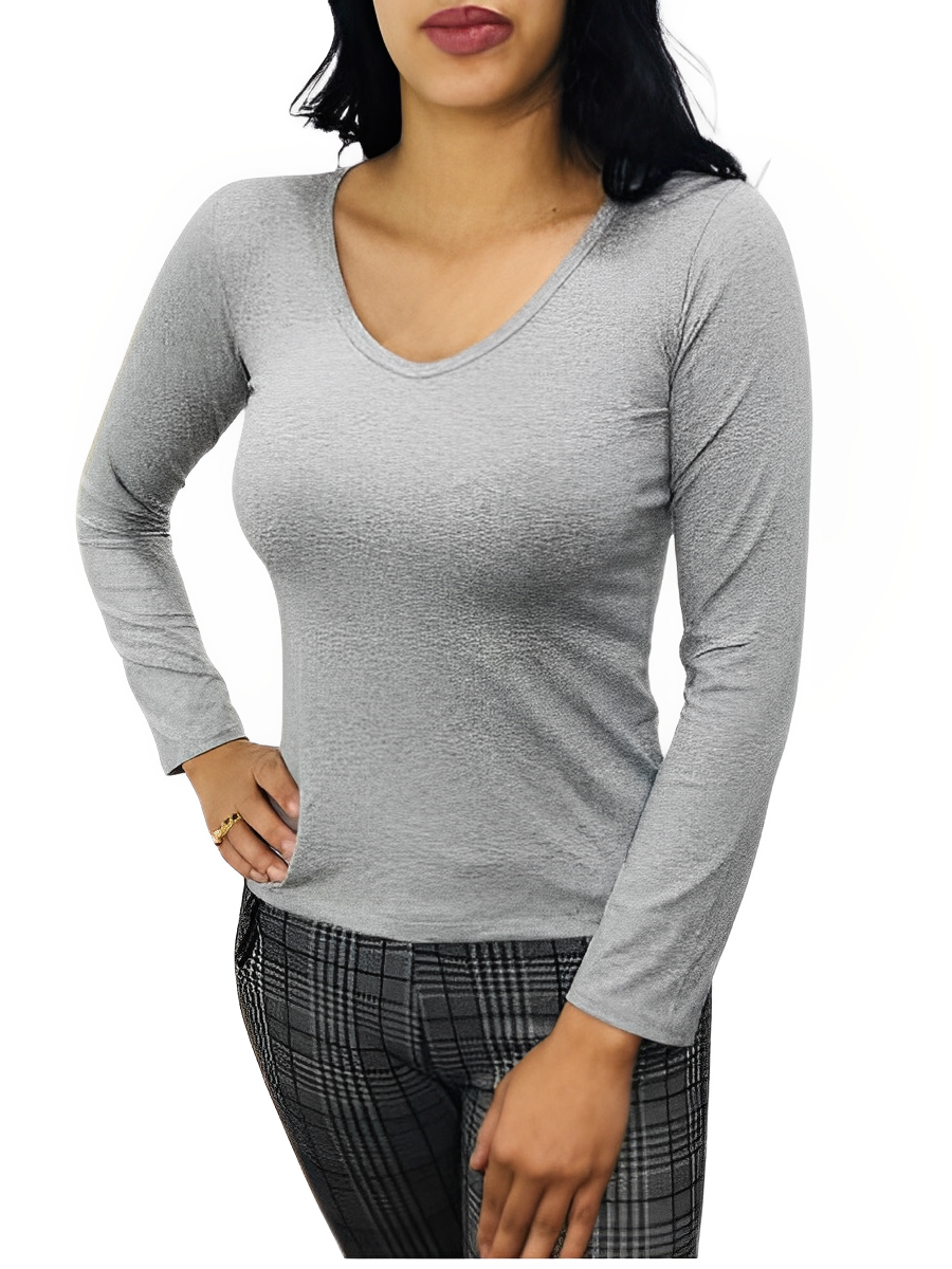 Blusa Básica Gola V Viscolycra Feminina